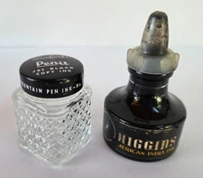 Glass Ink Bottles - Sanford & Higgins  - Vintage  – Lot of Two