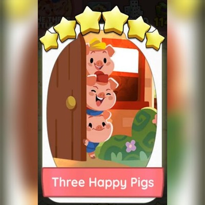 1x Drei Happy Pigs       Set 24 :- Mono_Poly_Go Aufkleber :- Bester Service 