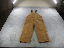 Carhartt Bib Overalls Mens 46x30 Brown Duck Canvas Carpenter Work R37 Workwear