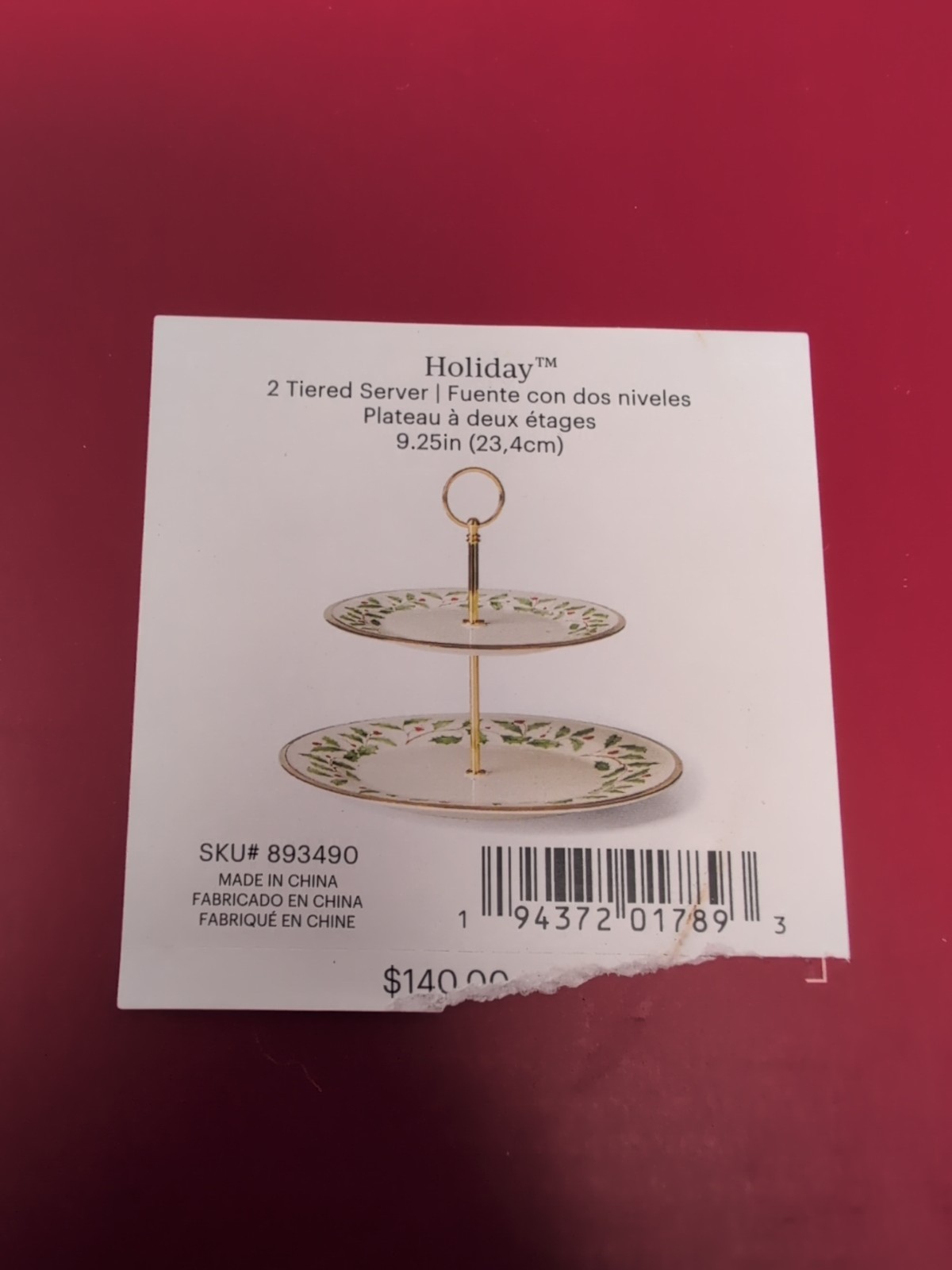893490 Holiday 2-Tiered Server, Christmas Dinnerware Not Assembled