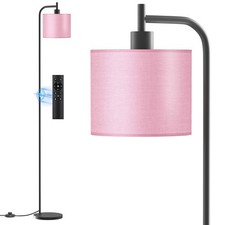 Floor Lamp with Linen Shade, Dimmable Tall Standing Lamp with Remote Control ...