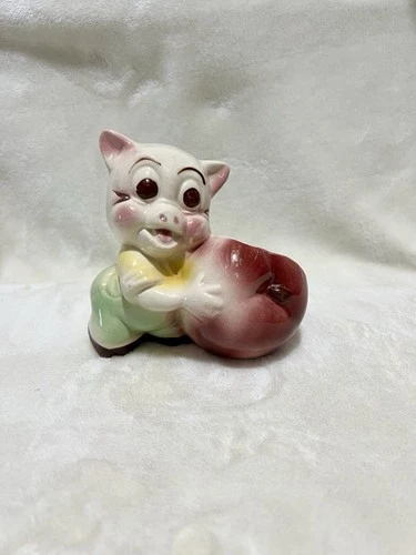 Vintage Shawnee Pig Planter With Apple