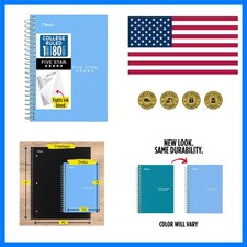 Spiral Notebook, 1 Subject, College Ruled Paper, 4-3/8" x 7", Personal Size, ...