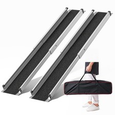 Portable Telescoping Wheelchair Ramp 3-5FT Aluminum Adjustable Ramps for Steps