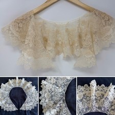 Nice Large Antique /Vintage Mixed Guipure  Embroidered Net Lace Bertha Collar
