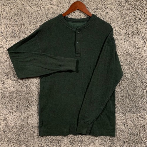 Long Sleeve Henley Shirt Dark Green Men 