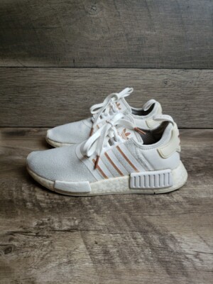 Adidas NMD_R1 White Rose Gold Metallic FW6434 Womens Sneakers Shoes Size 