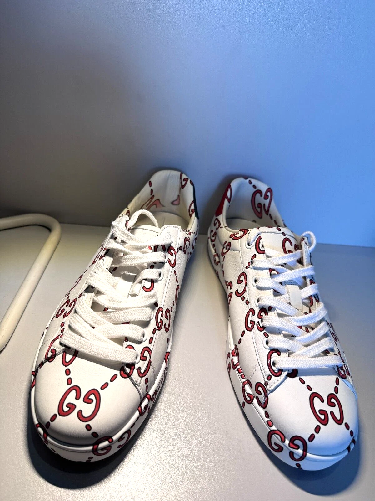 Baskets Gucci GG Logo Print Ace   Blanc Taille 40,5