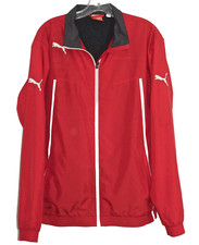 Puma Red White Track Jacket Medium Windbreaker Vintage 70s Full Zip Up Lined