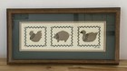 Vtg 80s Farm Animal Cross Stitch Framed Matted Cottagecore Country Rustic Folk — photo 2