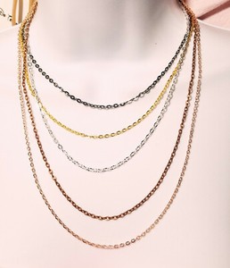 3mm link necklace chain Silver Gold Gunmetal Copper Bronze Rose, OR Stainless