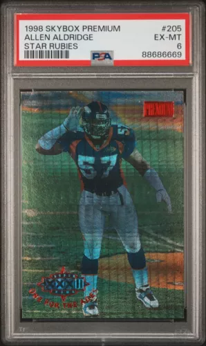 1998 Skybox Premium #205 Star Rubies /50 Super Bowl XXXII Allen Aldridge PSA 6