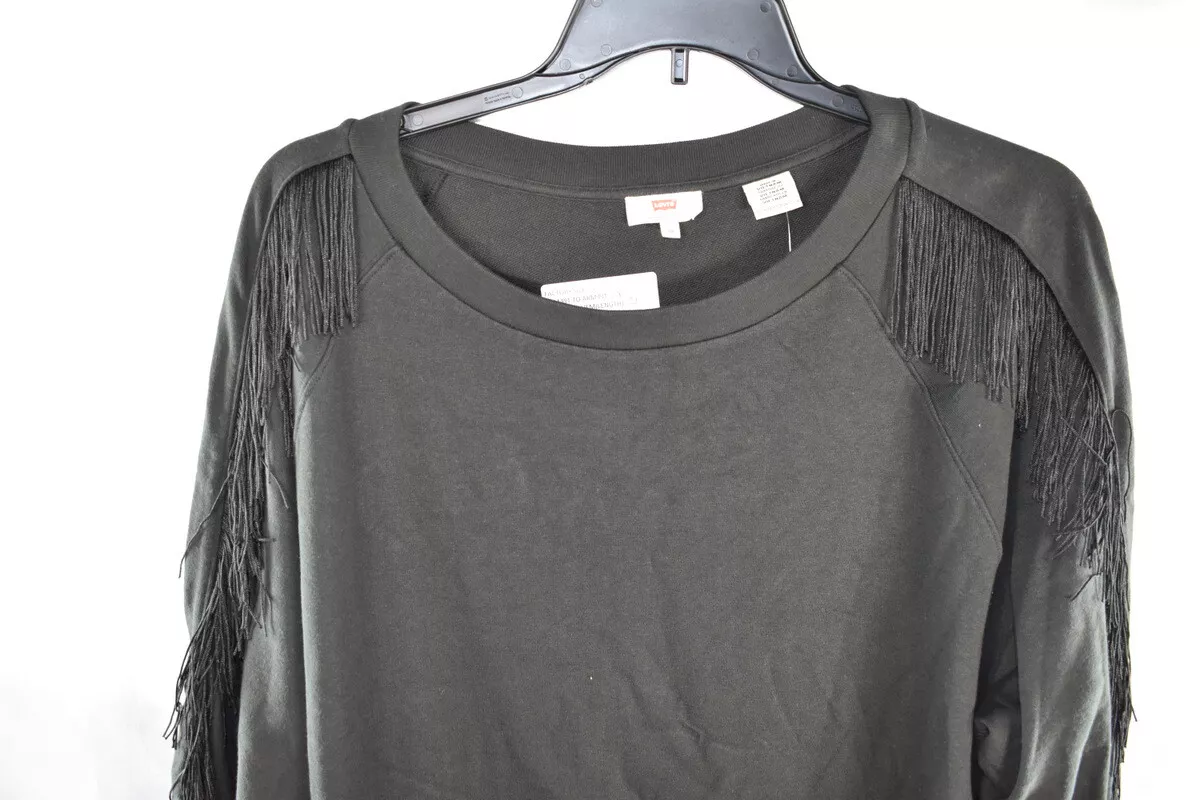 Levi s Women s 3x Plus Size Crewneck Fringe Sweatshirt Black 55