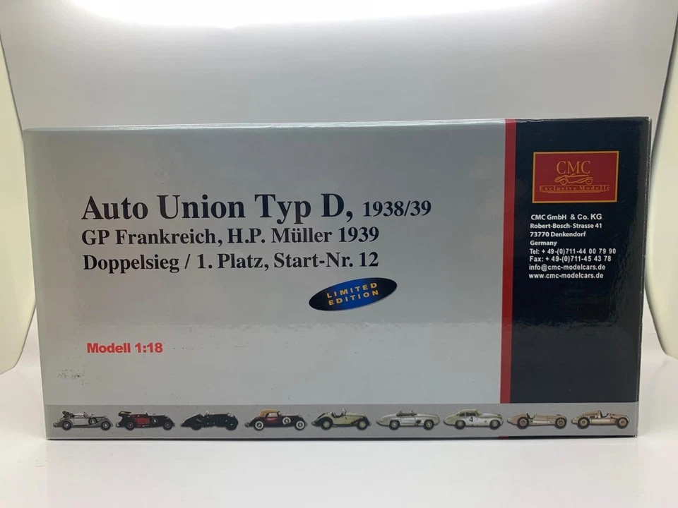 Cmc Auto Union Typ D 1938/39 Gp Francia Muller M-089 1/18 - Immagine 3 di 4