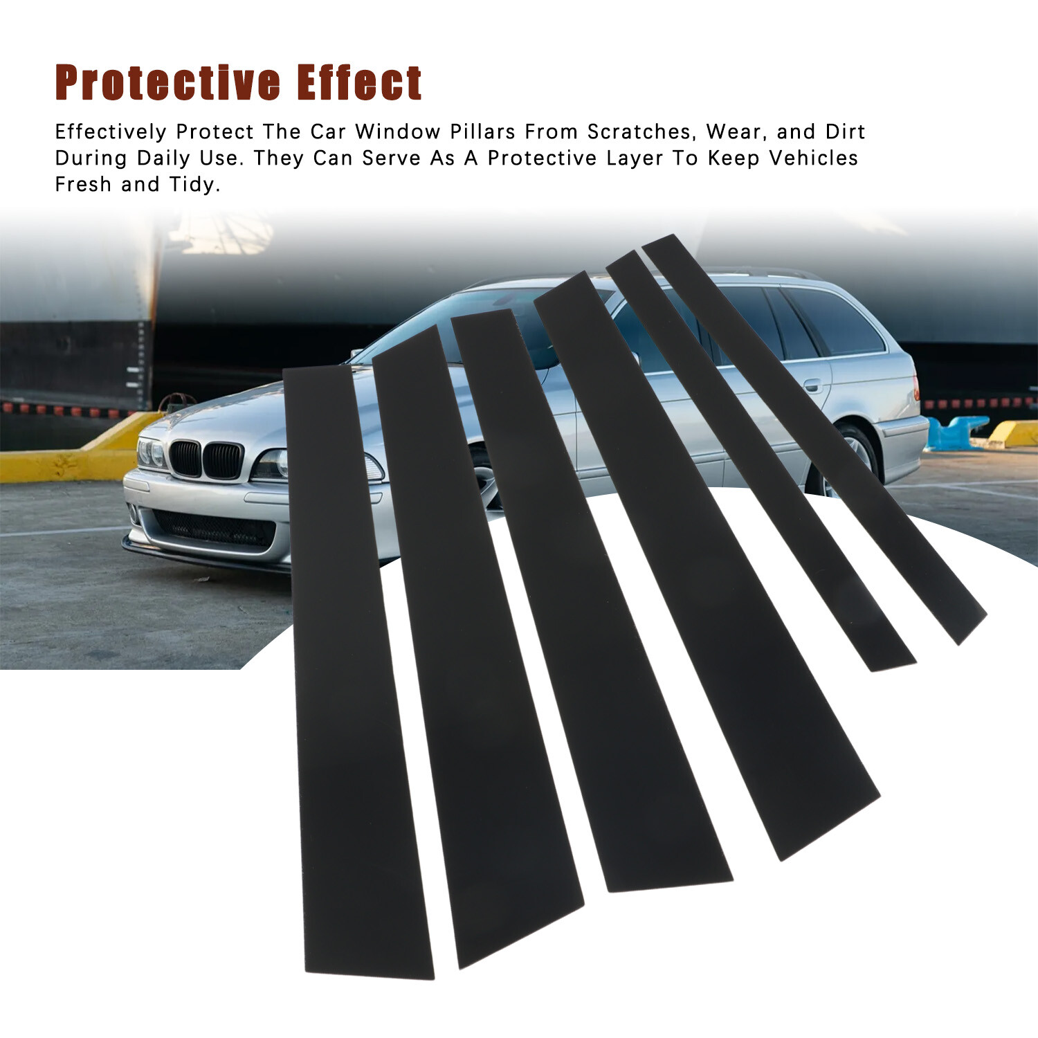 Glossy Piano Black Pillar Post Covers for 97-03 BMW 5-Series 525i 528i 530i 540i