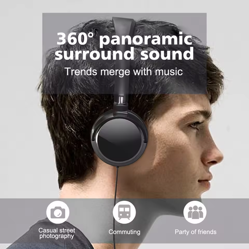 Universal 3,5 mm Kabelgebunden Stereo Headset Faltbar Gaming & Musik Noise Cancelling - Bild 4 von 9