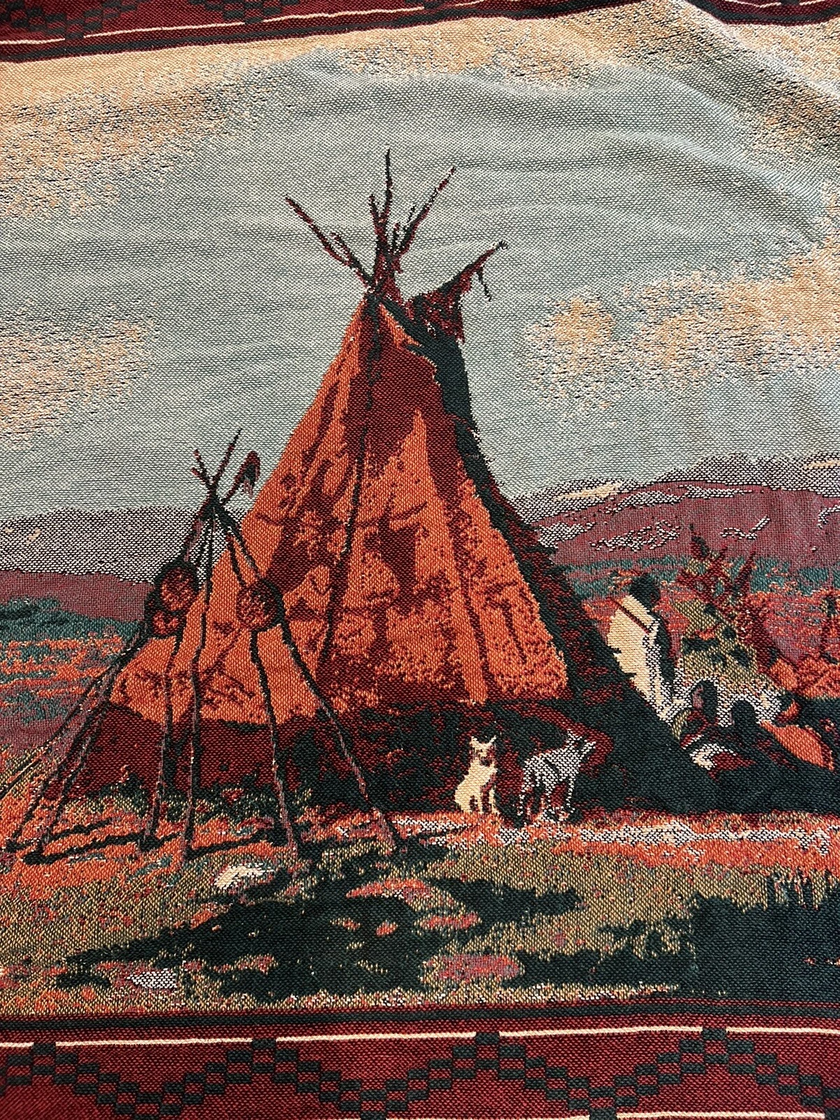 Goodwin Weavers Throw Blanket Native American Southwestern Teepee 67 x 49