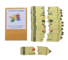 Teacher Made Literacy Center Learning Resource Game VC/CV Syllable Puzzles