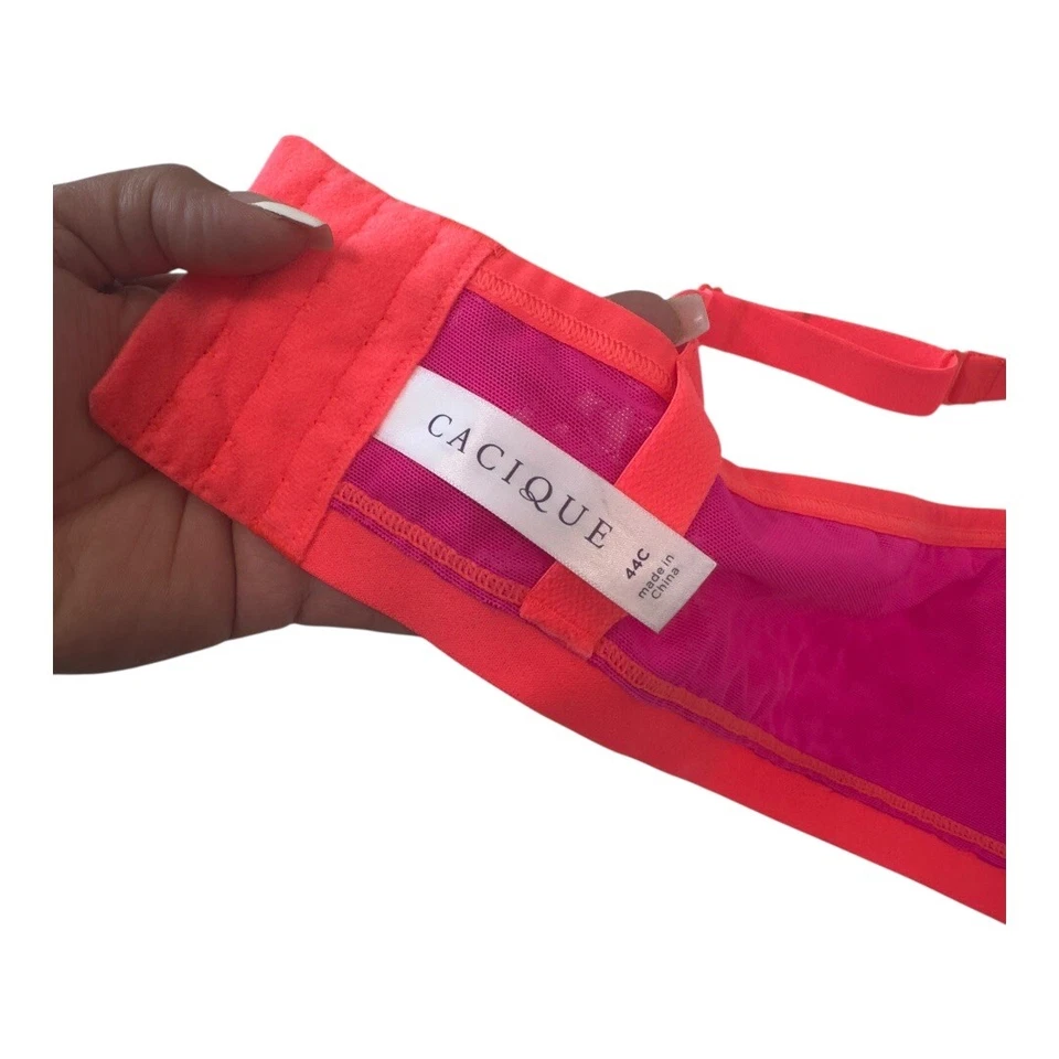 Sujetador Cacique Bandeau 44C Rosa Neón y Naranja Encaje Estampado Leopardo Nylon/Spandex Foto 3 de 4
