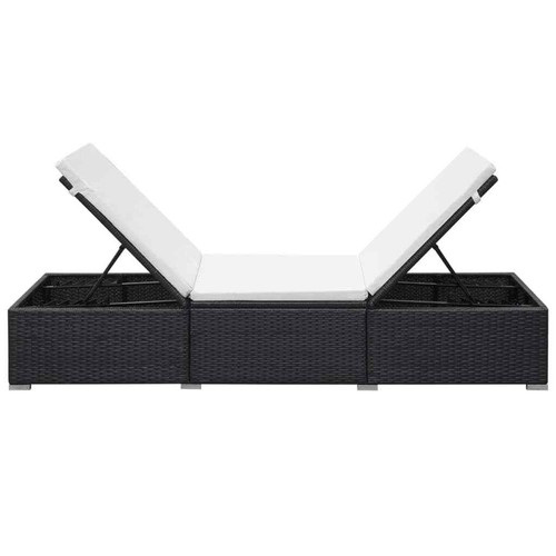 2x Lettini Prendisole con Cuscini in Polyrattan Nero Sedie a Sdraio vidaXL - Foto 7 di 10