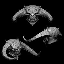 Curled Horns Demon custom head for Mythic Legions & other action figure