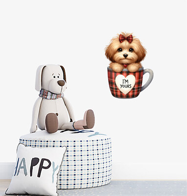 Ich bin dein Hund in Tasse Valentinstag Wandbild Laptop Vinyl Aufkleber Abziehbilder a7854