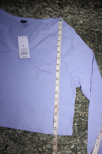 Wild Fable Crop Top Purple Thermal Shirt Waffle Knit Blouse Size MEDIUM NWT - 第 3/9 張圖片