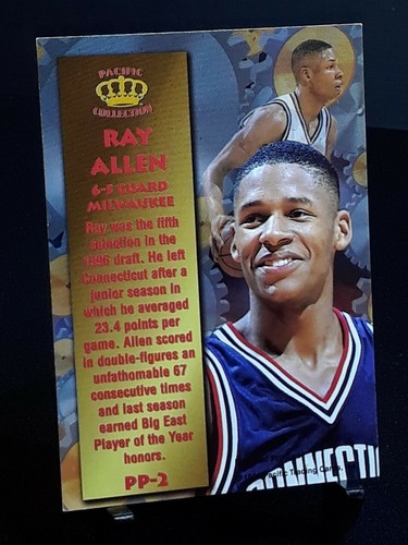 1996 Ray Allen Rookie Pacific Crown Collection # PP-2 Gold Foil Connecticut - Picture 2 of 2