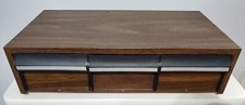 Vintage 3 Drawer Audio Cassette Tape Storage Holder Organizer Faux Wood 80's