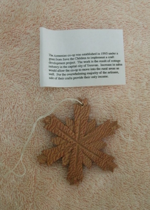 Wooden snowflake ornament 3" - charity purchase