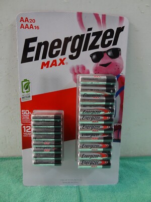 NEW Energizer Max (20)AA & (16)AAA Pack Batteries Exp - 12/2036 Factory Sealed