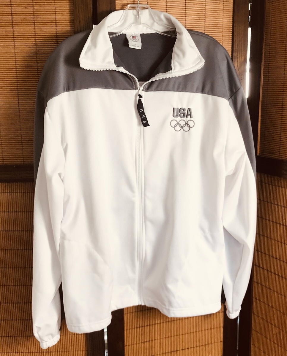 United States Olympic Committee Size XL Jacket White Gray Full