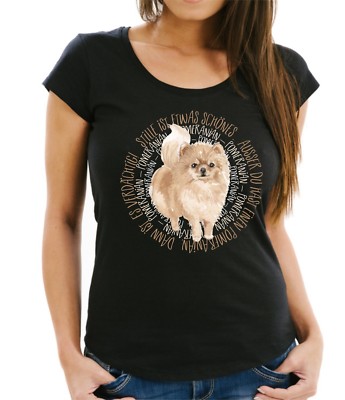 WOMEN T-Shirt CIRCLE POMERANIAN Watercolor by Siviwonder