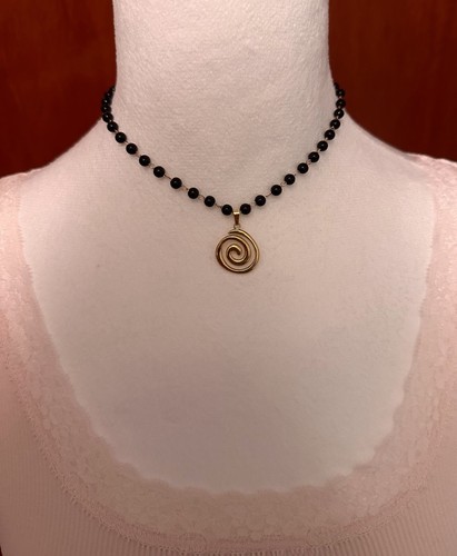 Spiral Swirl Pendant Necklace Chain Gold Tone Unisex Women Men Brand New - Picture 2 of 10