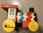 Vintage Fisher Price 1950s Whistling Engine Pull Toy Train Engine Collectible