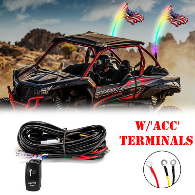 Key On Lighted Whip Wire Kit Power-saving For Kawasaki Teryx Polaris RZR XP 1000