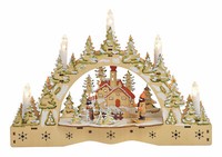 Led Holz Schwibbogen Winter Landschaft - 35Cm - Weihnachts Dorf Szene Tisch Deko