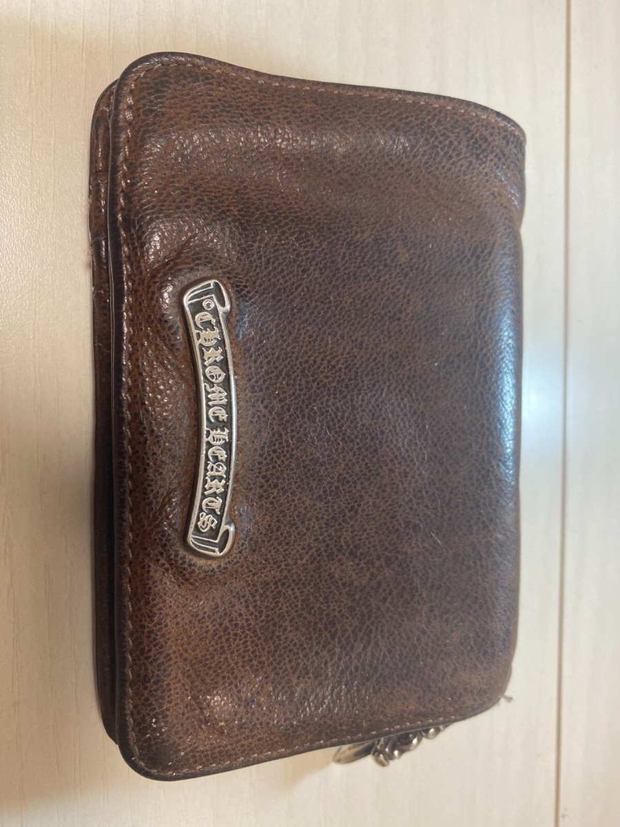 小物 Chrome Hearts Joey by Fold Wallet Chrome Hearts Joey by Fold Wallet Destroy Leather Brown Men