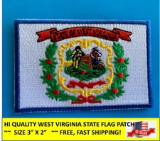 WEST VIRGINIA STATE FLAG EMBROIDERED PATCH IRON-ON OR SEW-ON HI-QUALITY (3 x 2”)