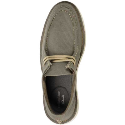 Clarks 15522 Forge Run Shoes Olive Canvas Comfort Pinch Moc  display picture 1