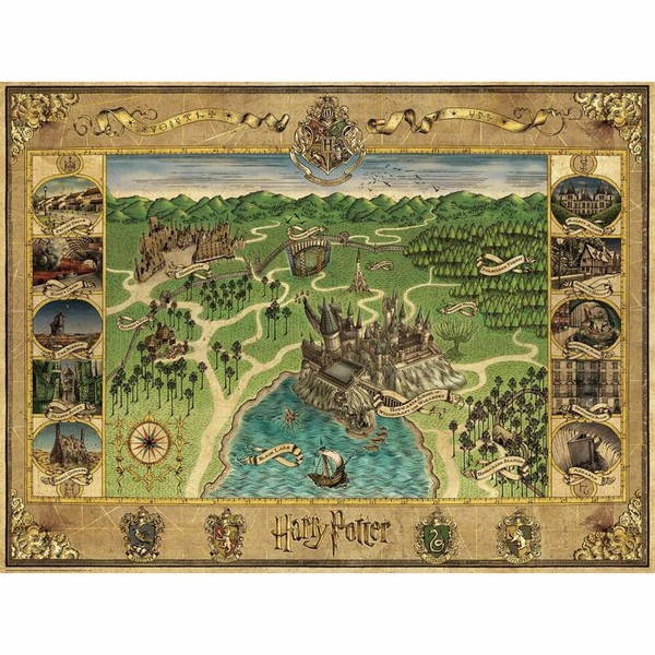 Ravensburger Puzzle Hogwarts Karte, Erwachsenenpuzzle, 1500 Teile, 12000720-image