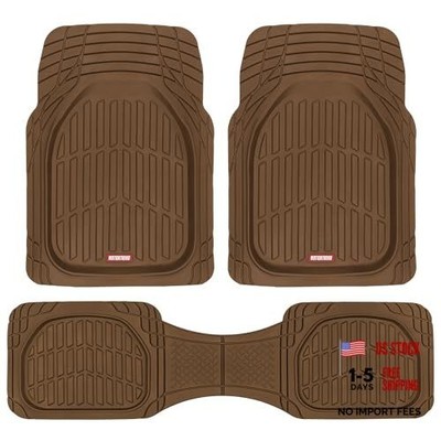 FlexTough Deep Dish All-Weather Floor Mats, Waterproof Trim-To Brown Full Set