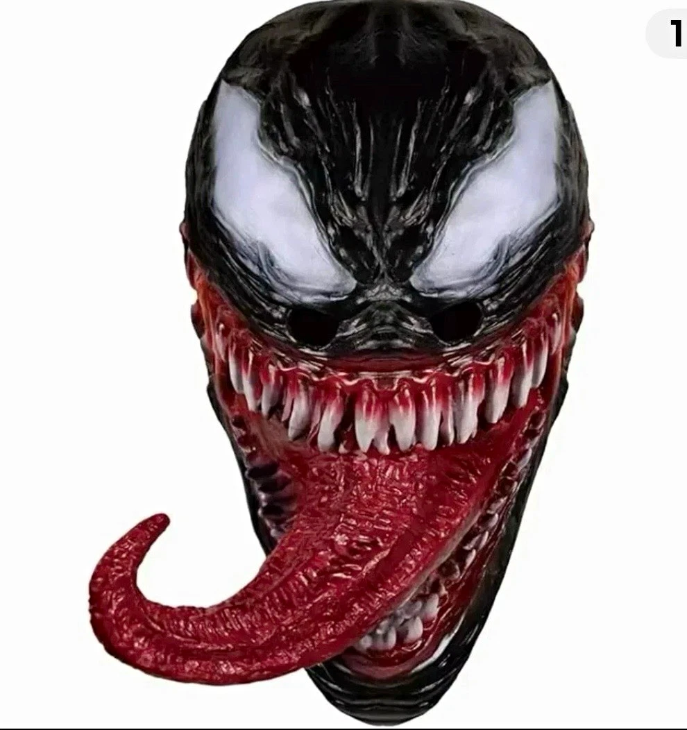 Venom Full Face Latex Mask Long Tongue Black/Red/White Halloween cosplay