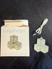 Longaberger 2001 Baby ABC Building Blocks Hanging Basket Tie-On Charm w/ Box