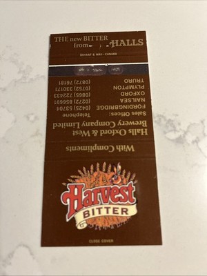Harvest Bitter Beer UK Brewery Matchbook Cover