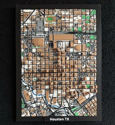 3D Printed Houston TX Map Model