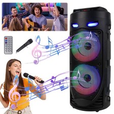 BT Speaker Loud Boombox with Double Subwoofer Deep Bass Lights Outdoor Speaker