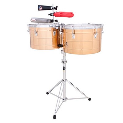 LP LATIN PERCUSSION 15'', 16'' PUENTE THUNDER BRONZE TIMBALE DRUMS & STAND LP258-B