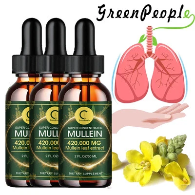 GPGP GREENPEOPLE Mullein Leaf Extract Drops For Lungs Health - 60ml Lung Cleansing & Mucus Relief