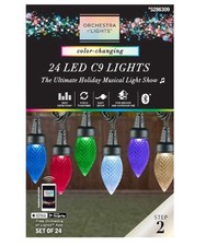 Gemmy Orchestra of Lights Color-Changing 24 LED C9 Lights Multicolor New